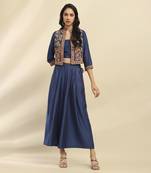 Blue mizuki jacket with bustier and palazzo co-ord set