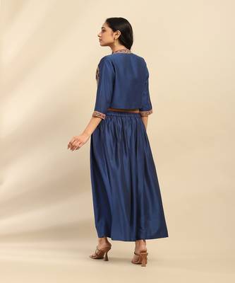 Blue mizuki jacket with bustier and palazzo co-ord set 3