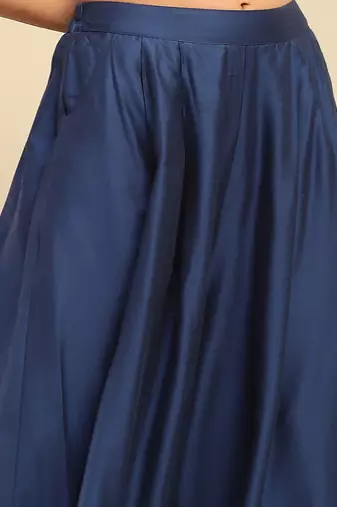 Blue mizuki jacket with bustier and palazzo co-ord set