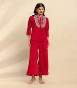 Magenta roobab velvet top with palazzo co-ord set
