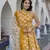 women mustard yellow floral print anarkali kurta bottom and dupatta set