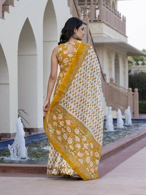 women mustard yellow floral print anarkali kurta bottom and dupatta set 3