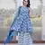 women blue floral print anarkali kurta bottom and dupatta set