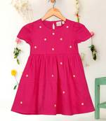 Saka designs pink small embroidery dress for girls