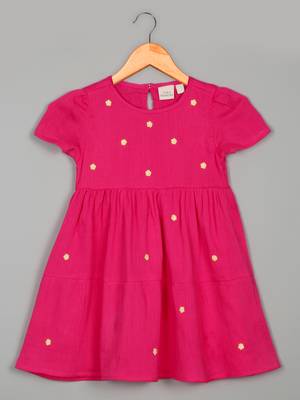 Saka designs pink small embroidery dress for girls 2