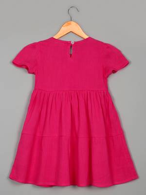 Saka designs pink small embroidery dress for girls 3