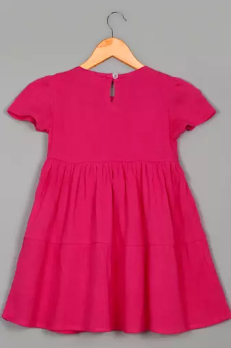 Saka designs pink small embroidery dress for girls