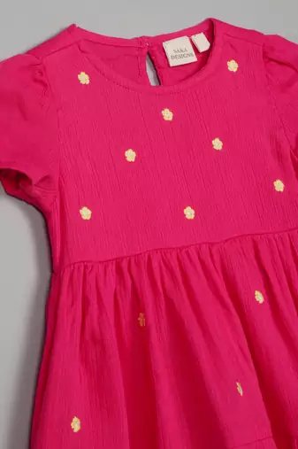 Saka designs pink small embroidery dress for girls
