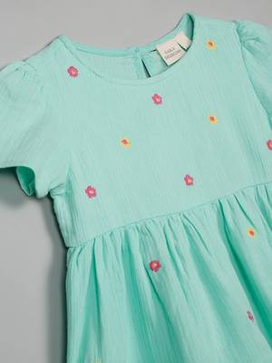 Saka designs sky blue small embroidery dress for girls 4