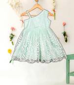 Saka designs sky blue net embroidery dress for girls