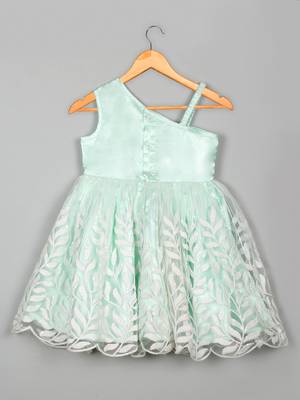Saka designs sky blue net embroidery dress for girls 2