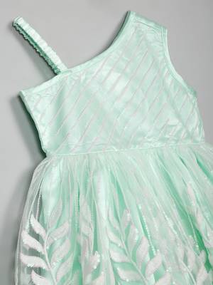 Saka designs sky blue net embroidery dress for girls 4