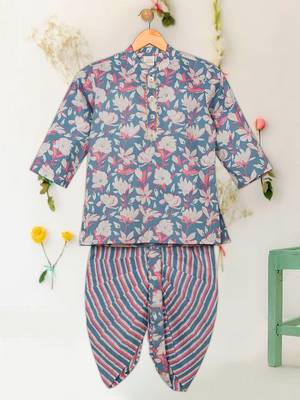 Saka designs blue pink combo cotton kurta pyjama for boys 2 pcs set 1