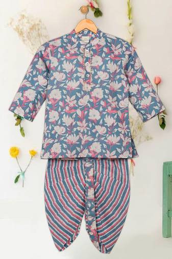 Saka designs blue pink combo cotton kurta pyjama for boys 2 pcs set