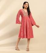 Dusky pink rania velvet dress
