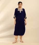 Royal blue roobab velvet kaftan dress