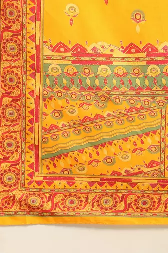 Yellow tanishqa solid anarkali kurta with pant and dupatta