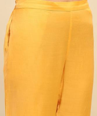 Yellow tanishqa solid anarkali kurta with pant and dupatta 5