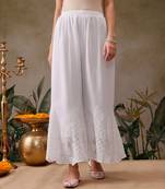 hand embroidered white georgette lucknowi chikankari palazzo