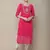 Pink embroidered georgette round neck kurtas and kurtis