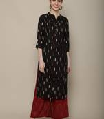 Black printed cotton round neck kurtas and kurtis