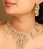 Matte gold and pearl necklace with goddess pendant