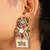 Rectangular designer earrings with white and multicolor stones
