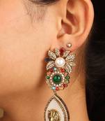 Multicolored statement earrings with pearls and tiger motif