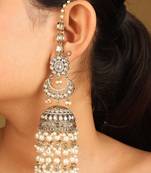 Rustic gold jhumkas with pearls and american diamonds