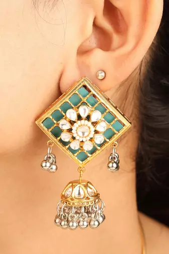 Unique green american diamond necklace set
