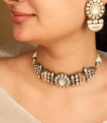 Kundan choker set with white stones and matching earrings