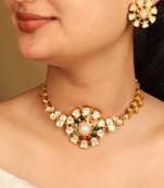 Kundan choker set with multicolor stones and matching earrings