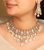 American diamond necklace set with pearl accents