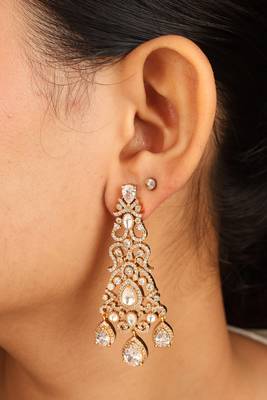 American diamond necklace set with pearl accents 3