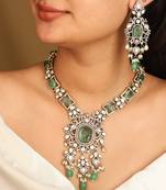American diamond necklace set with emeralds
