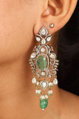American diamond necklace set with emeralds 3