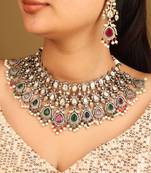 American diamond necklace set with multicolor stones