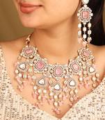 Kundan necklace set with pink stones