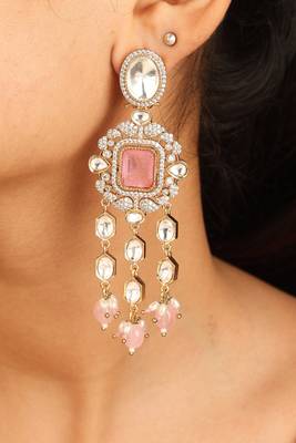 Kundan necklace set with pink stones 4