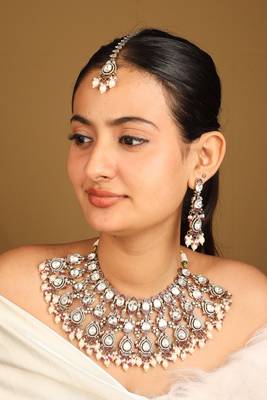 American diamond high neck necklace with pearls 2