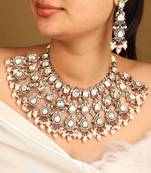 American diamond high neck necklace with pearls