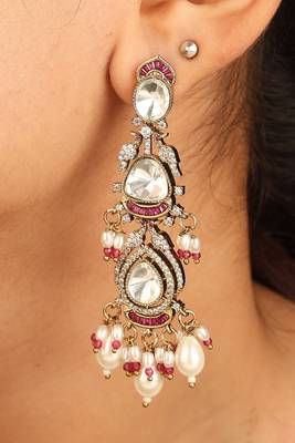 American diamond high neck necklace with pearls 4