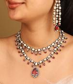 Kundan necklace set with green accents