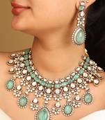 Majestic Kundan Choker Set with Green Stone Detailing