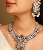 American diamond necklace set with light color stones