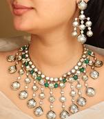 American diamond necklace set with green accents