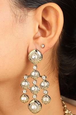 American diamond necklace set with green accents 3