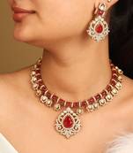 Elegant Red Kundan Necklace Set