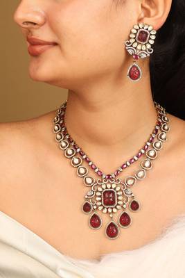 Royal Red Kundan Necklace Set 1