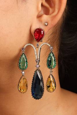 Earrings with multicolor stones 1